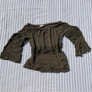 Olive green boho top